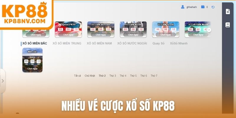 Nhiều vé cược xổ số KP88