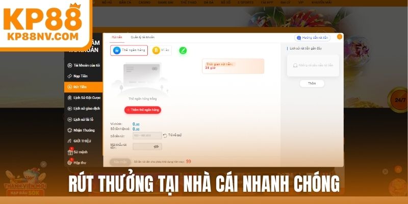 Rút thưởng tại nhà cái nhanh chóng